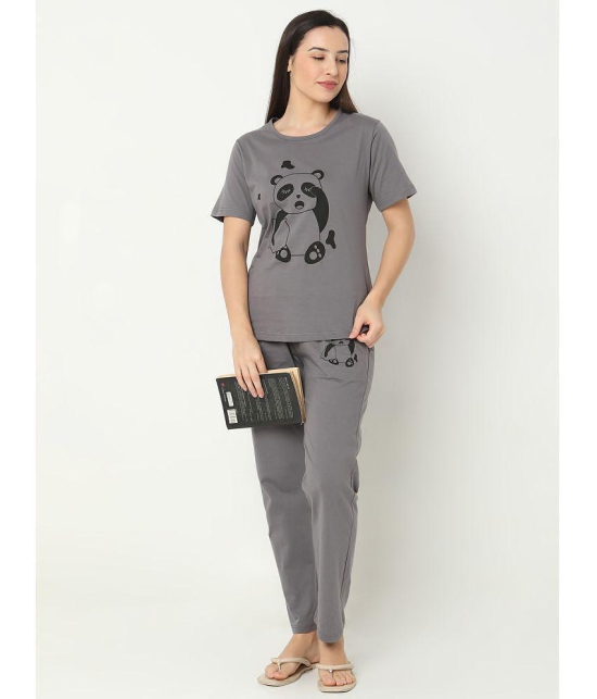 Smarty Pants Grey Cotton Womens Nightwear Nightsuit Sets ( Pack of 1 ) - None