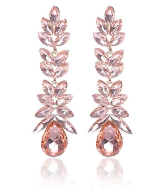 YouBella Metal Gold Plated Jewellery Valentine Collection AAA Swiss Zircon Fashion Stylish Fancy Party Wear Peach Earrings for Girls and Womens - Peach