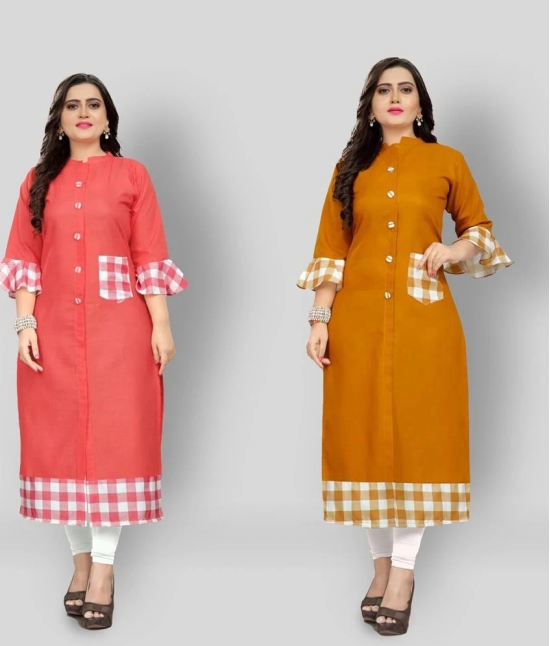 Lerkiza - Multicolor Cotton Womens Straight Kurti ( Pack of 2 ) - 4XL