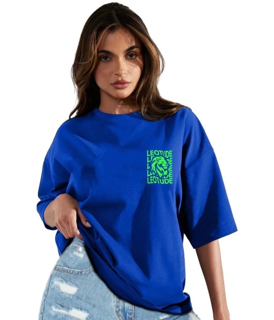 Leotude - Blue Cotton Blend Oversized Womens T-Shirt ( Pack of 1 ) - None