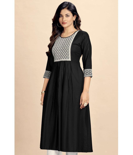 Glomee - Black Rayon Women's Straight Kurti ( Pack of 1 ) - None