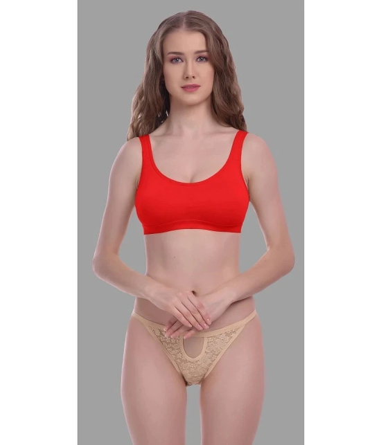 Madam - Red Cotton Blend Non Padded Womens Everyday Bra ( Pack of 1 ) - None