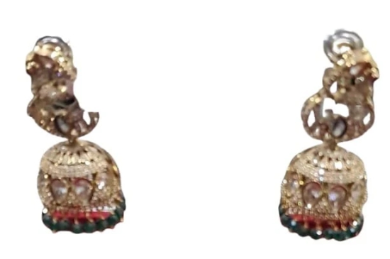 American Diamond Kundan Meenakari Earrings