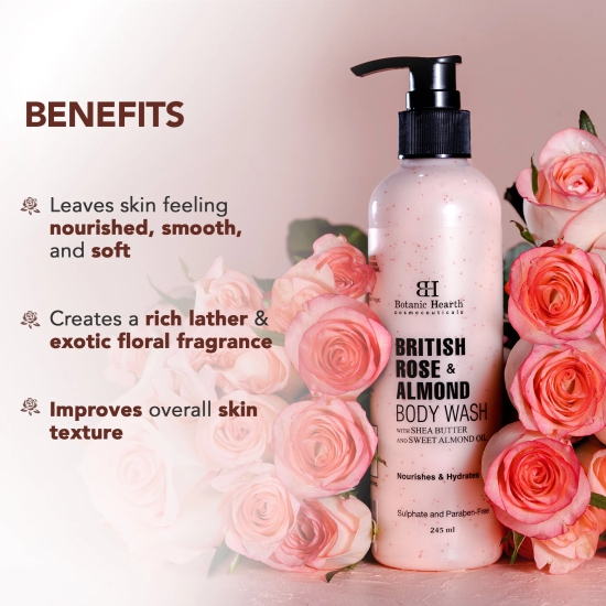 British Rose  Almond Body Wash 245ml-British Rose & Almond Body Wash, 245ml