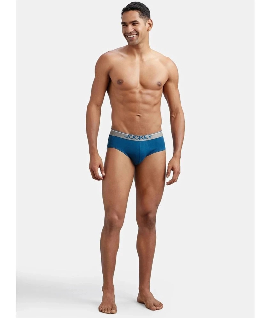 Jockey 8037 Men Super Combed Cotton Solid Brief with Ultrasoft Waistband - Seaport Teal - None