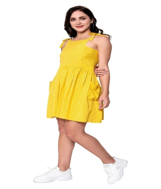 GOD BLESS Cotton Yellow Fit And Flare Dress - Single - 2XL