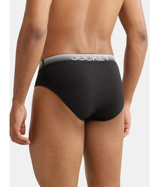 Jockey US07 Men Super Combed Cotton Elastane Solid Brief with Ultrasoft Waistband - Black - None