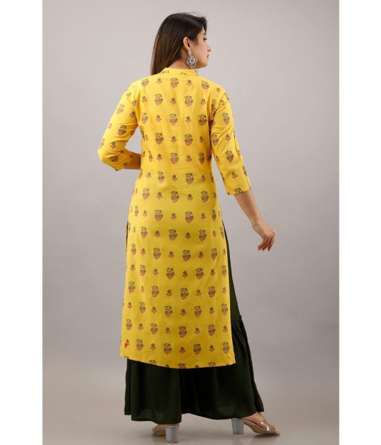 MAUKA - Yellow Straight Rayon Women's Stitched Salwar Suit ( Pack of 1 ) - None