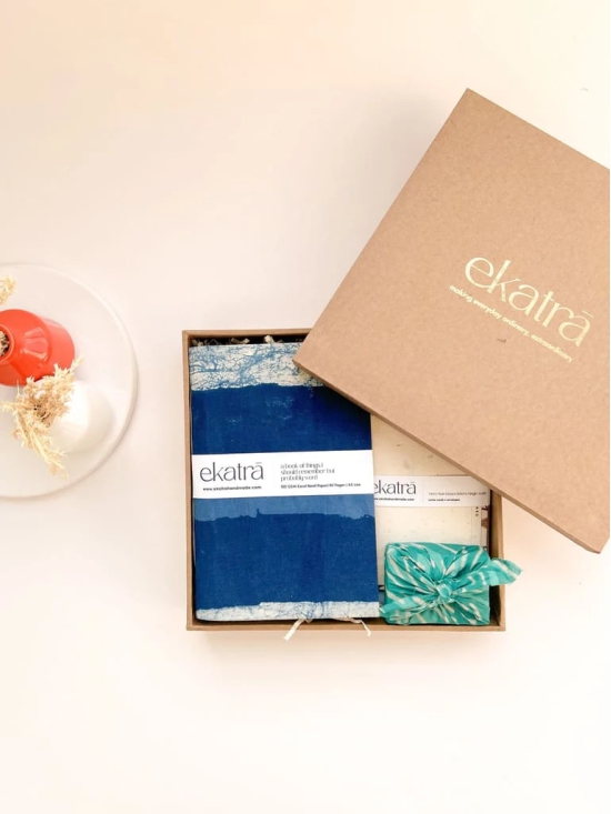 Sustainable Wellness Hamper for all by Ekatra - Indigo Stripes