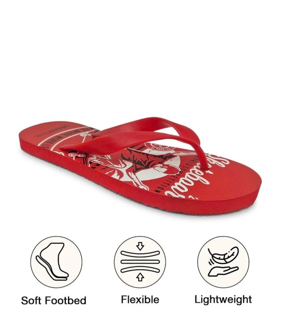 UrbanMark Men Comfortable Light Weight Printed Hawai Slippers- Red - None