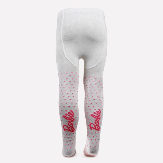 Barbie Printed Knitted Tights For Baby Girls - Ivory Ivory 0-1 Years