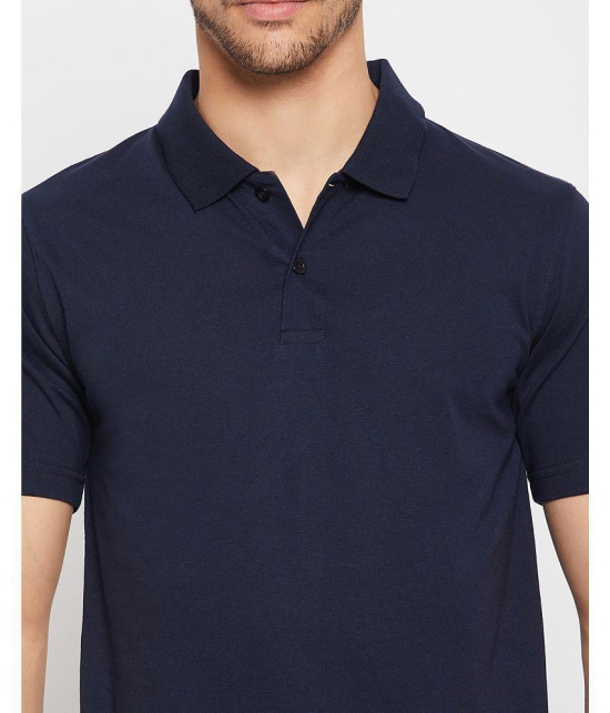 UNIBERRY Cotton Regular Fit Solid Half Sleeves Mens Polo T Shirt - Navy ( Pack of 1 ) - None