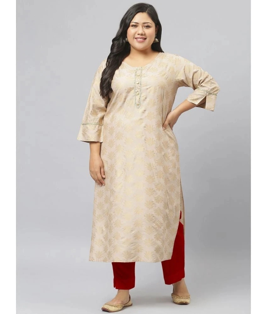 Stylum Rayon Printed Straight Womens Kurti - Beige ( Pack of 1 ) - None