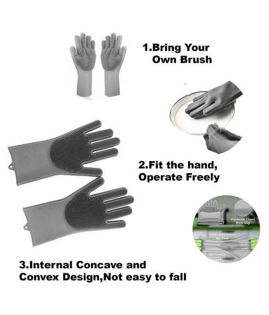 Silver Shine Magic Silicone Scrub Polyester Large Cleaning Glove