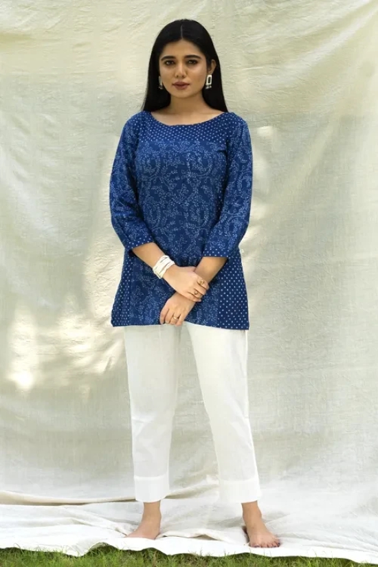 Moralfibre Natural Indigo Top - Creapers & Spots-XL