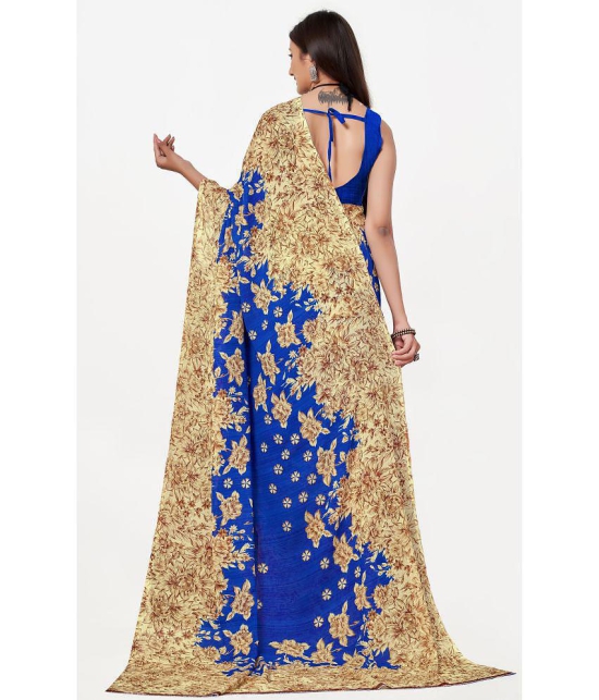 LEELAVATI - Blue Georgette Saree With Blouse Piece ( Pack of 2 ) - Blue