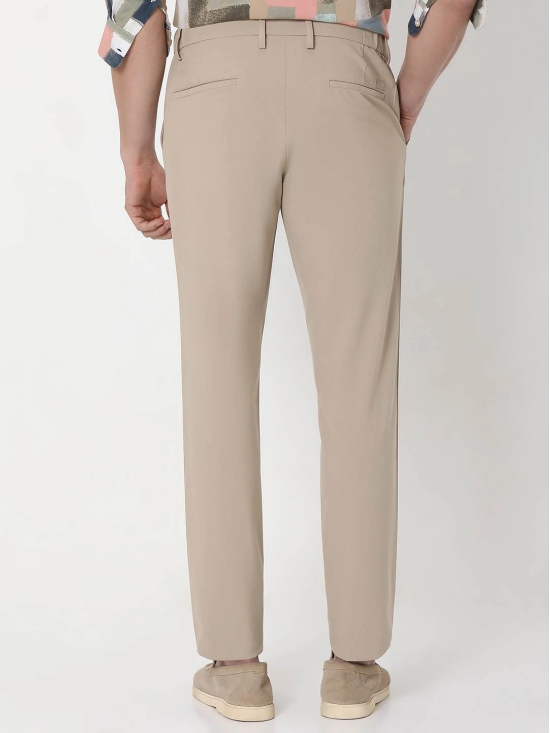 Beige Ankle Length Stretch Chinos