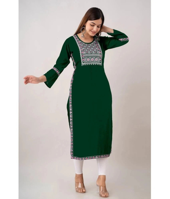 Kapadia - Green Rayon Womens Straight Kurti ( Pack of 1 ) - None