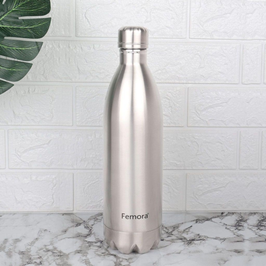 Femora Everest Stainless Steel Double Walled Flask Bottle, Hot and Cold, 500ml, 1 Piece, Silver