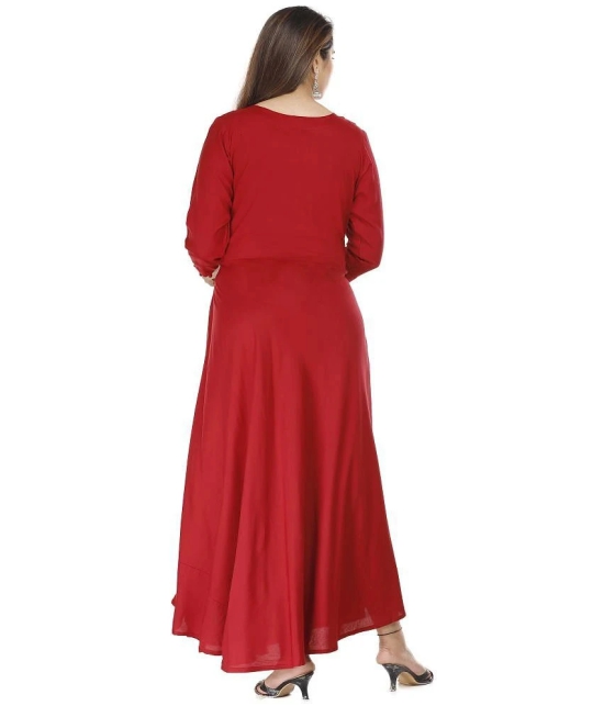 JC4U - Red Rayon Womens A- line Dress ( Pack of 1 ) - None