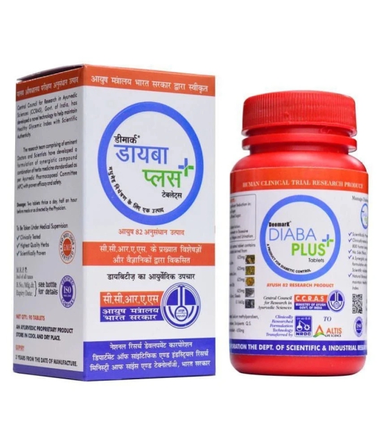 Deemark Diaba Plus - 90 Tablets for Diabetes Control | Ayurvedic Blood Sugar Tablets helps to Control Diabetes | Sugar Control