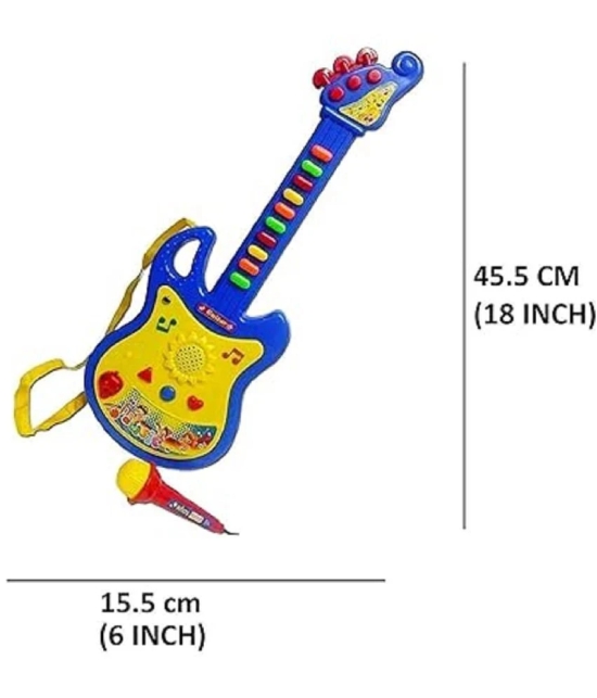 Sevriza® Boys and Girls Plastic 3 to 15 Years Learning to Play Guitar Musical Toy with Microphone Toy (Multi Color)