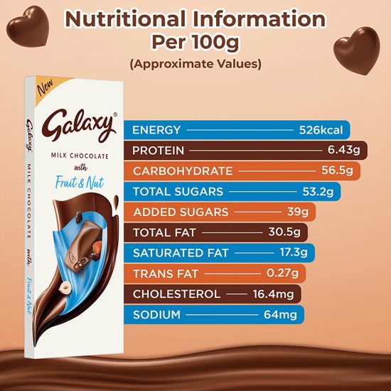 Galaxy Silky Smooth Milk Chocolate With Fruit & Nut, 100 G