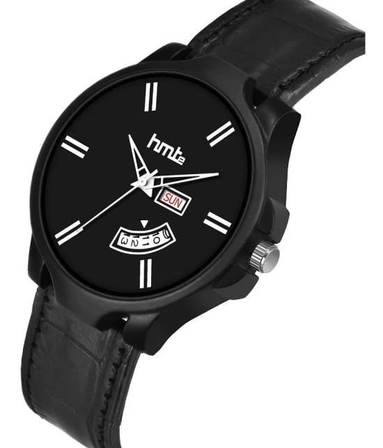 HMTe -  Black Leather Analog Mens Watch