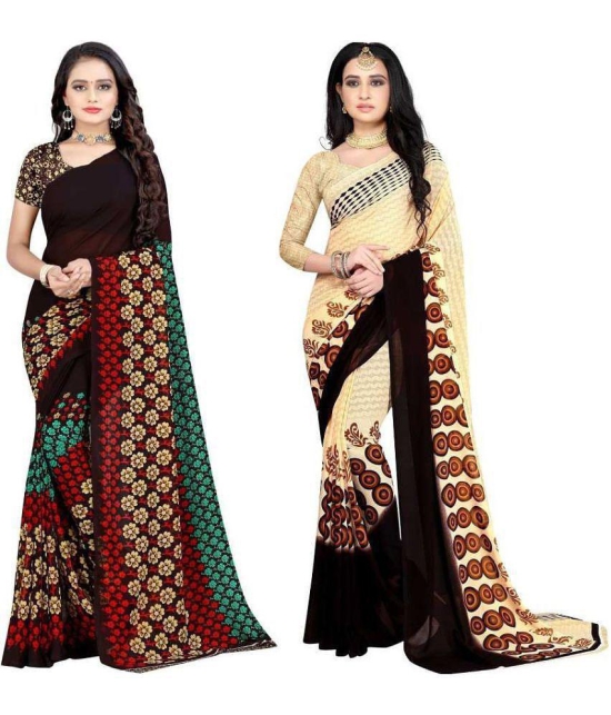 LEELAVATI - Multicolor Georgette Saree With Blouse Piece ( Pack of 2 ) - Multicolor