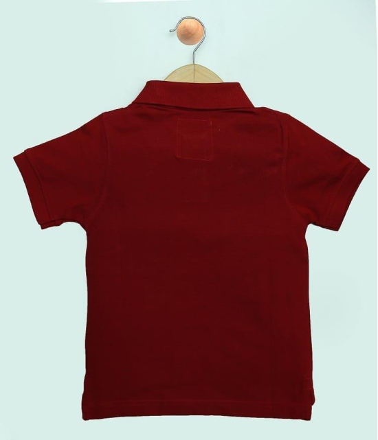 Boys Maroon Solid Polo T-Shirt