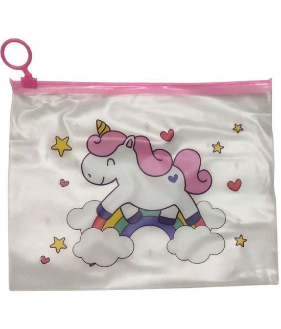 Unicorn Transparent Pouches Pencil Pouch/Case for Kids | Assorted Design -Multi Color, Pack of 5 for Birthday Return Gifts