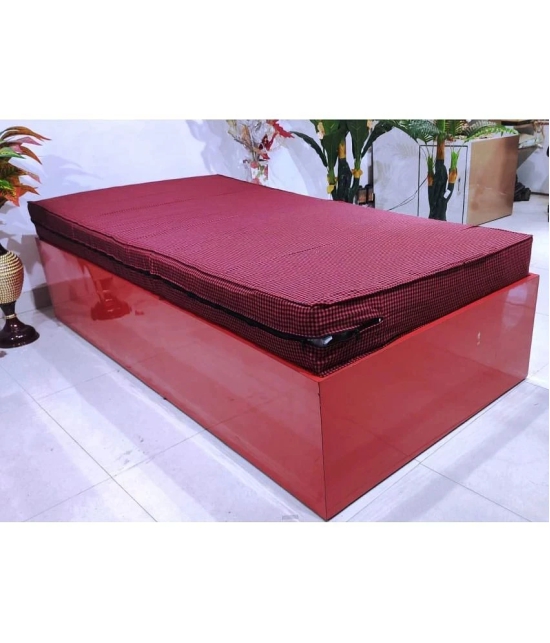 Abhikram Red Cotton Mattress Cover - Queen