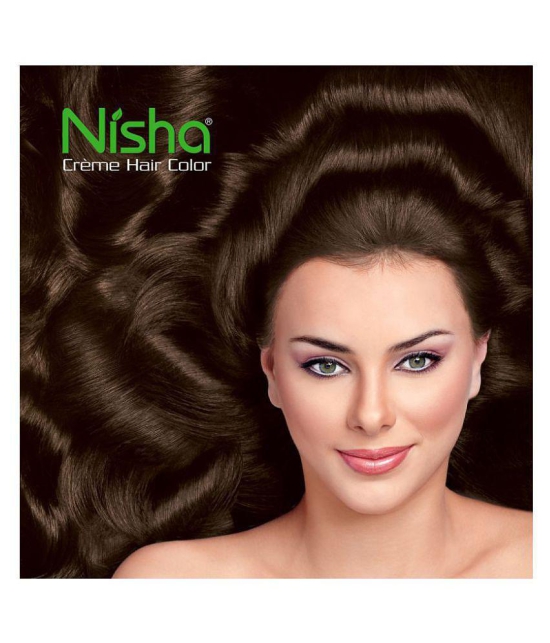 Nisha Cream Hair Color 100% Grey Coverage Permanent Hair Color Dark Brown With Natural Herbs 40 g Pack of 10