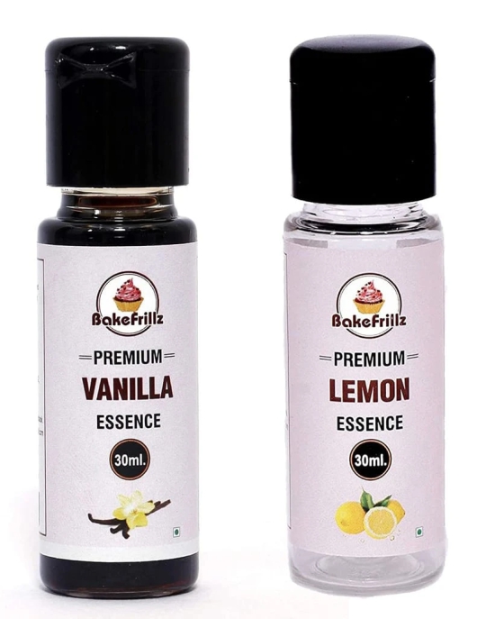 Bakefrillz Vanilla and Lemon Food Flavor Essence Combo for Cake Baking, Ice Creams, Puddings, Cookies Making, 30 mlx2