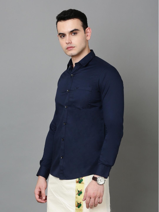 Kalyan Silks Cotton Shirt With Navy Blue  by Ecofriendly