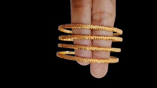 1gm  Gold Textured Bangles Set of 4