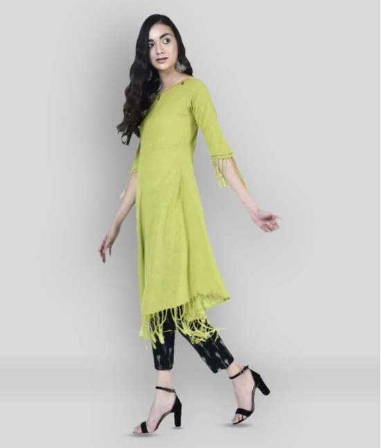 Yash Gallery - Green Cotton Womens Asymmetrical Kurti ( Pack of 1 ) - XXL