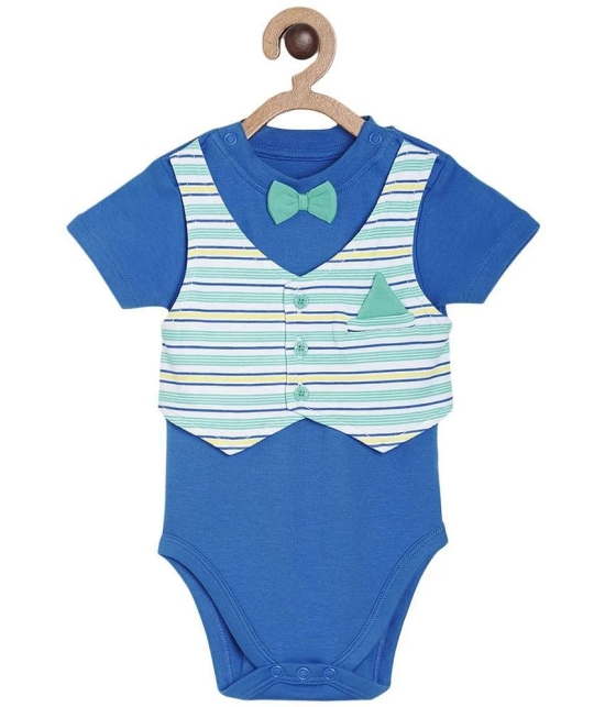 miniklub Blue Cotton Baby Boy Bodysuit & Jogger Set ( Pack of 2 ) - None