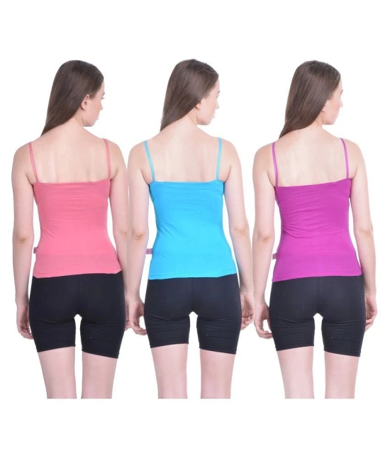 Dollar Missy Womes Multicolor Cotton Camisole Pack of 3 - None