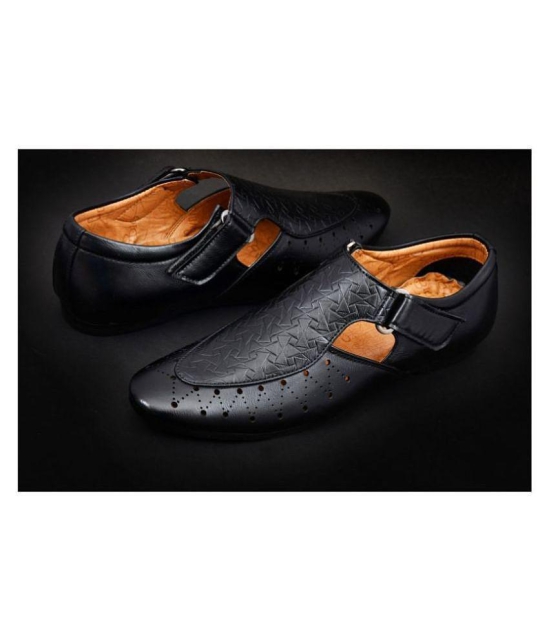 Shoevik Black Synthetic Leather Sandals - None