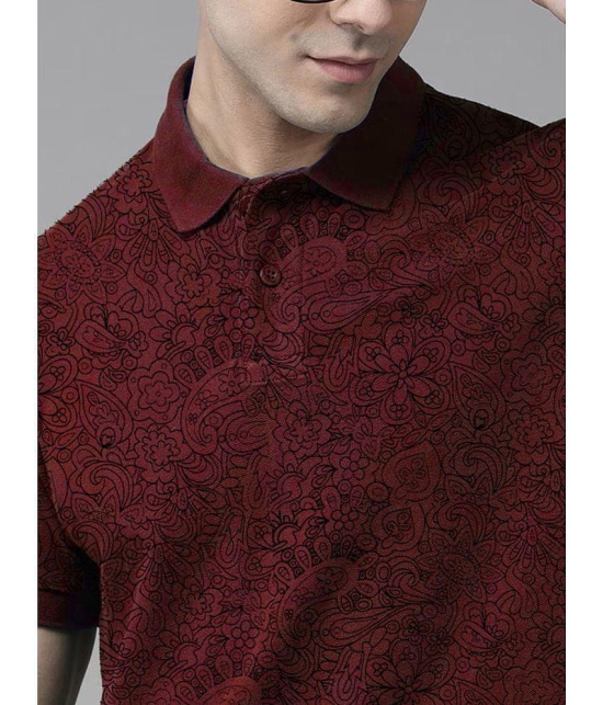 ADORATE Cotton Blend Regular Fit Printed Half Sleeves Men''s Polo T Shirt - Wine ( Pack of 1 ) - None