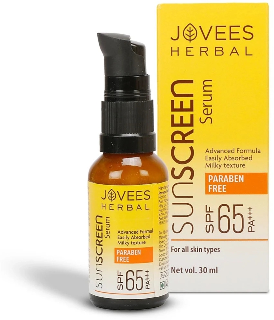 Jovees Herbal Sunscreen Face Serum SPF 65 PA+++ | For All Skin Types 30ml (Pack of 2)