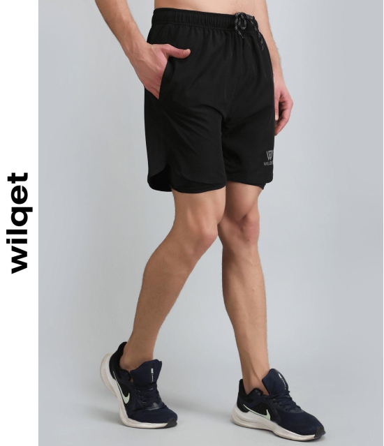 Mens 2IN1 Running Shorts-Black / L