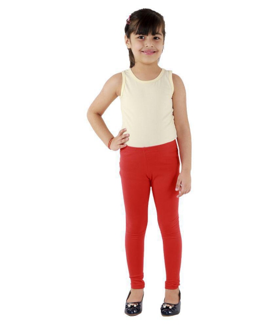 Kids Cave - Red Cotton Blend Girls Leggings ( Pack of 1 ) - None