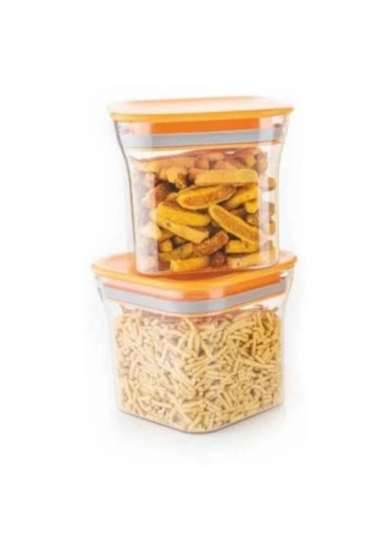 HOMETALES - Polyproplene Orange Food Container ( Set of 3 - 1100 ) - Orange