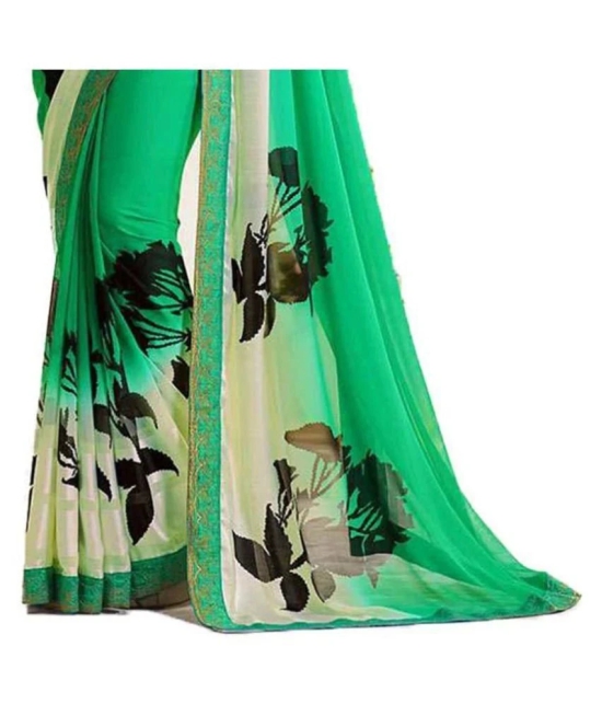 Gazal Fashions - Green Georgette Saree With Blouse Piece (Pack of 1)