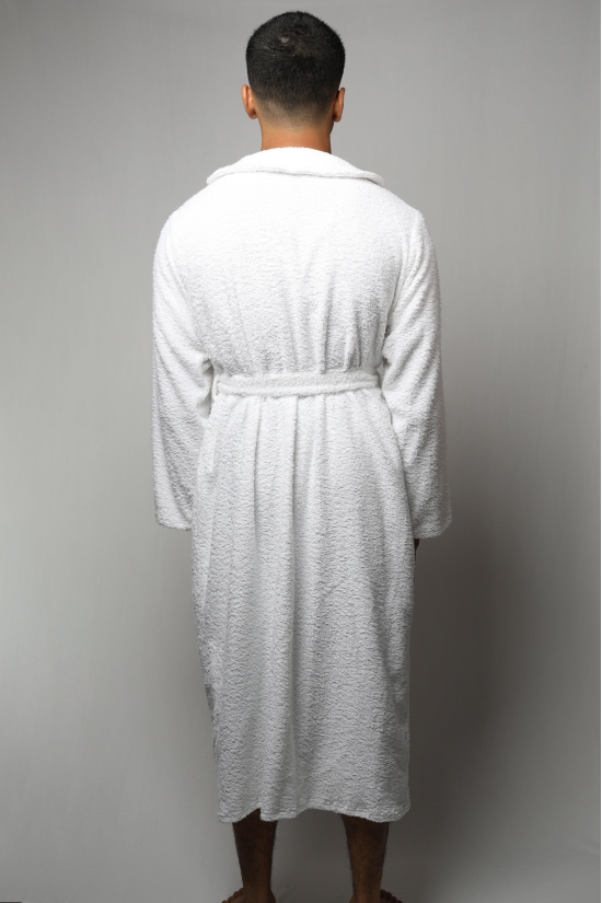 Towel material bathrobe - full length-White / XL