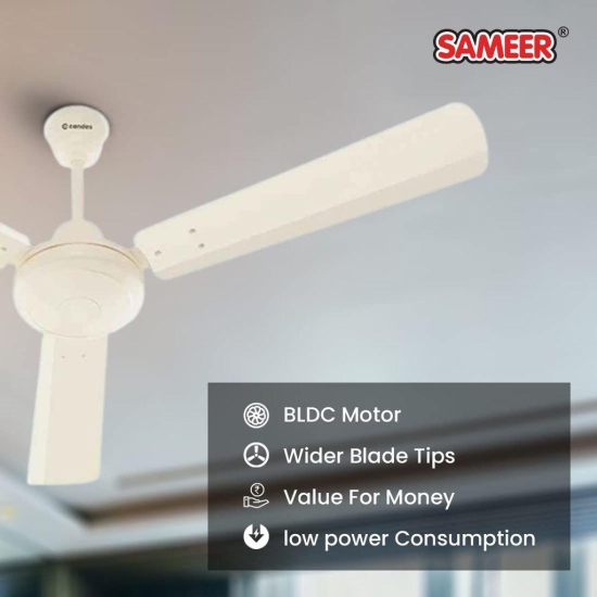 SAMEER Auster 5 Star Energy Saving Anti Dust 1200 mm BLDC Motor with Remote 3 Blade Ceiling Fan (White, Pack of 1)