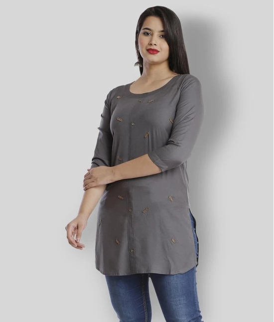 HIGHLIGHT FASHION EXPORT - Dark Grey Viscose Womens Straight Kurti ( Pack of 1 ) - S