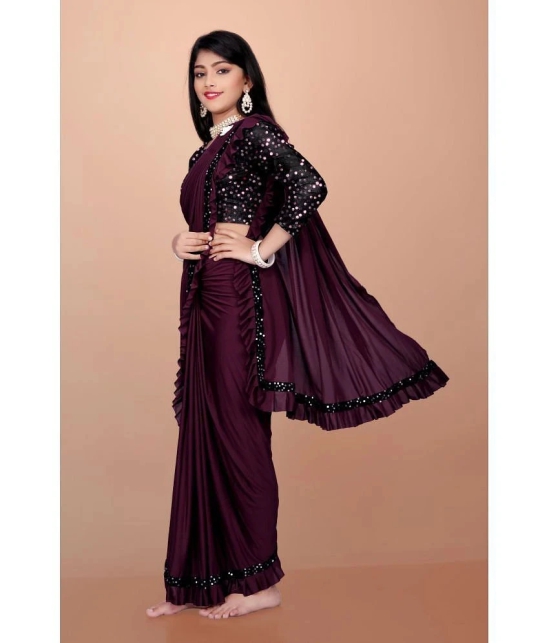 Apnisha - Purple Lycra Girls Saree ( Pack of 1 ) - None